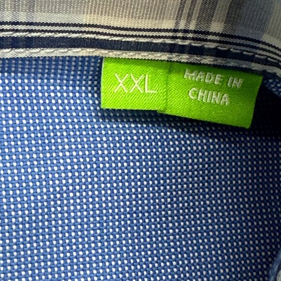 Hugo Boss NWT Green Label Button Up Shirt Mens XXL Blue Plaid Cotton Long Sleeve - Picture 7 of 12